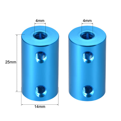 Harfington Uxcell Shaft Coupling 4mm to 4mm Bore L25xD14 Robot Motor Wheel Rigid Coupler Connector Blue