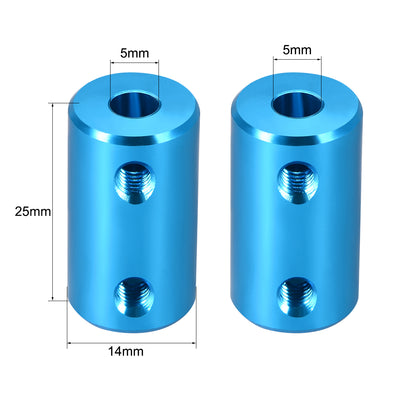 Harfington Uxcell Shaft Coupling 5mm to 5mm Bore L25xD14 Robot Motor Wheel Rigid Coupler Connector Blue