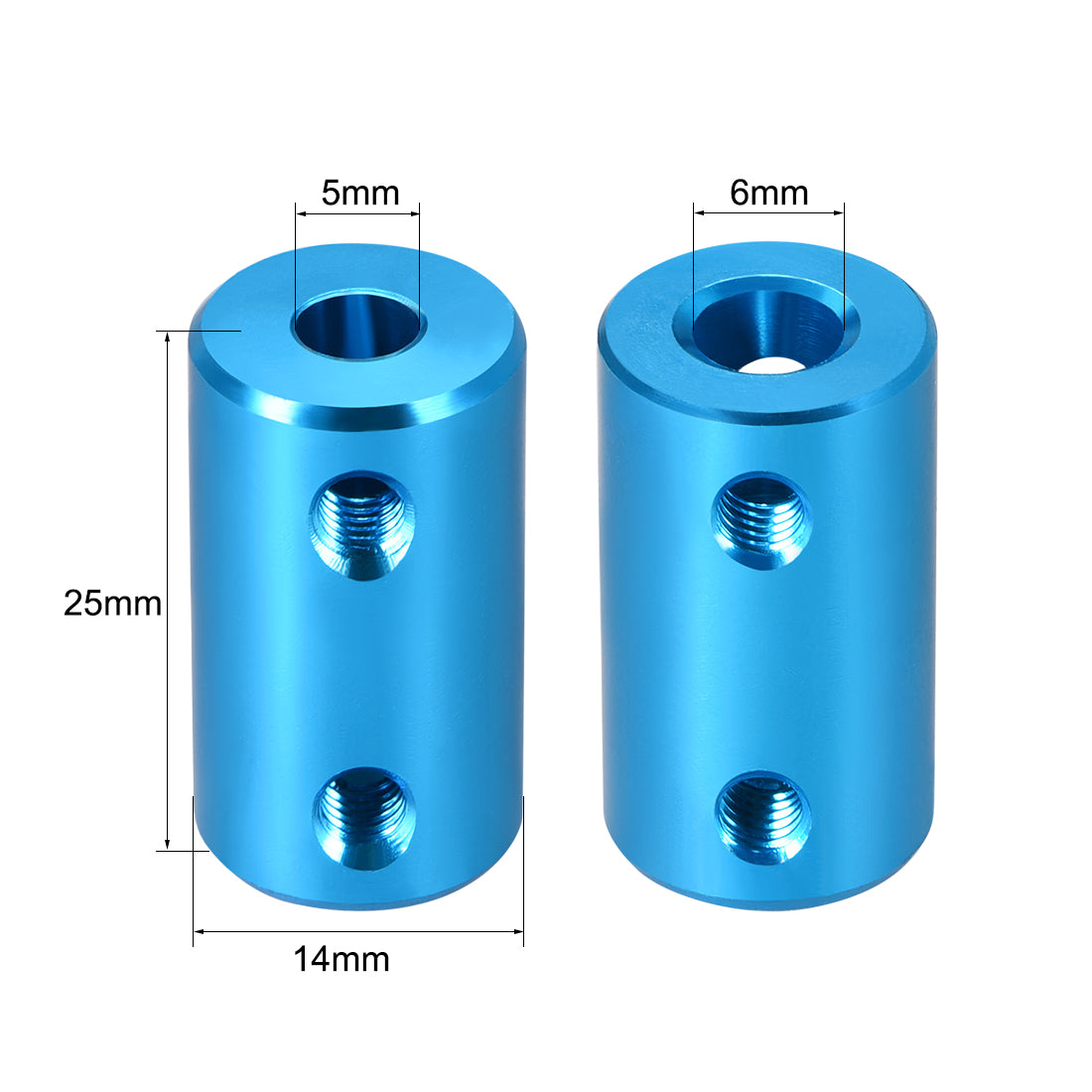 uxcell Uxcell Shaft Coupling 5mm to 6mm Bore L25xD14 Robot Motor Wheel Rigid  Connector Blue