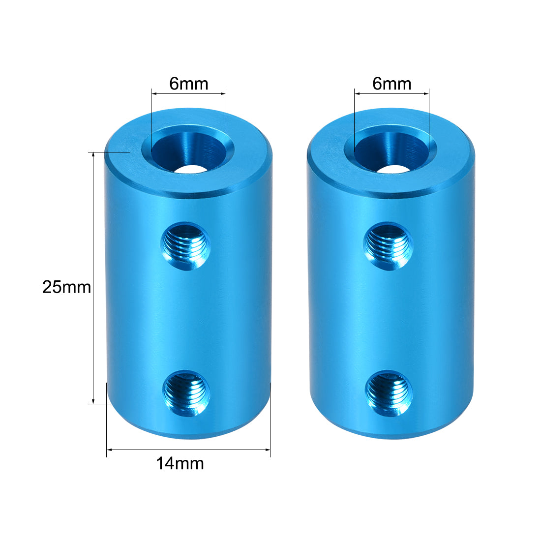 uxcell Uxcell Shaft Coupling 6mm to 6mm Bore L25xD14 Robot Motor Wheel Rigid Coupler Connector Blue