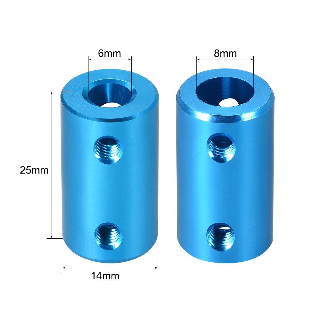 uxcell Uxcell Shaft Coupling 6mm to 8mm Bore L25xD14 Robot Motor Wheel Rigid Coupler Connector Blue