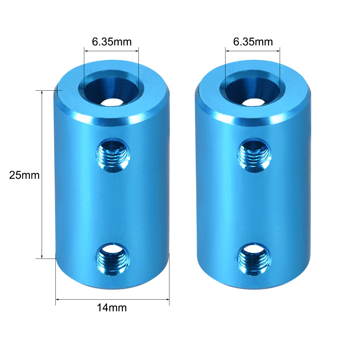 uxcell Uxcell Shaft Coupling 6.35mm to 6.35mm Bore L25xD14 Robot Motor Wheel Rigid Coupler Connector Blue