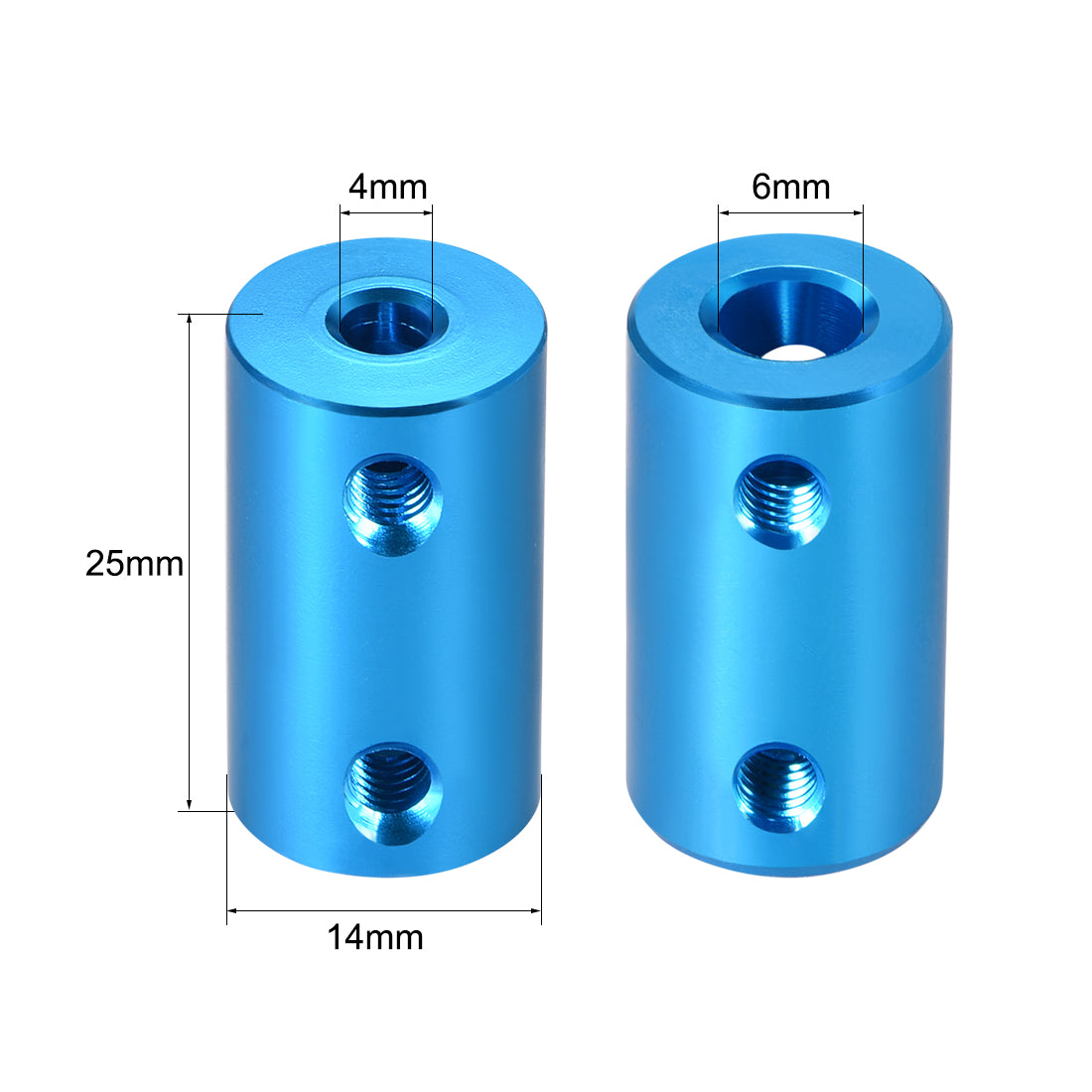 uxcell Uxcell Shaft Coupling 4mm to 6mm Bore L25xD14 Robot Motor Wheel Rigid Coupler Connector Blue 2pcs