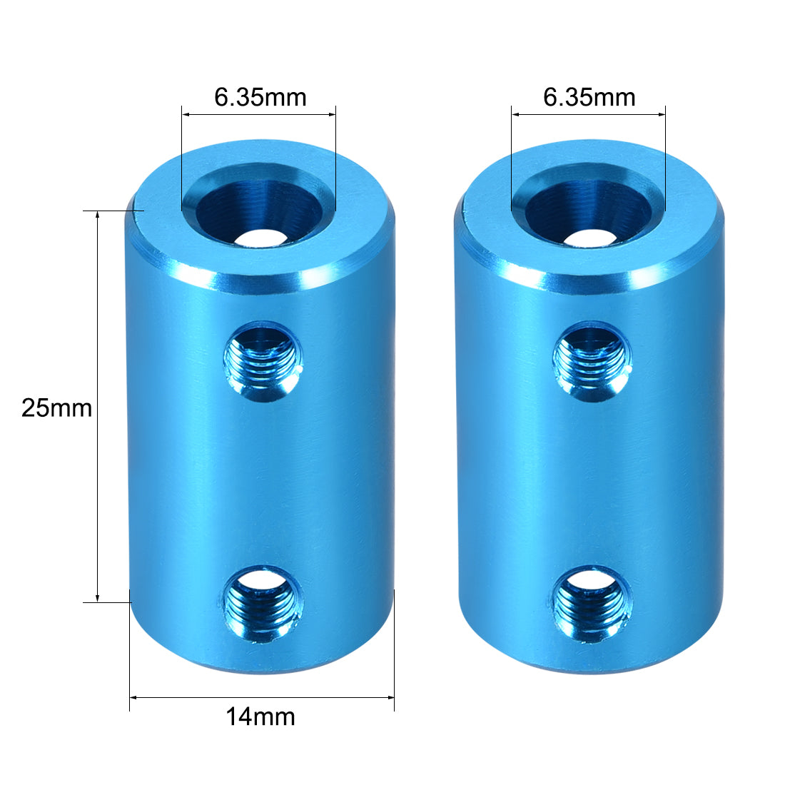 uxcell Uxcell Shaft Coupling 6.35mm to 6.35mm Bore L25xD14 Robot Motor Wheel Rigid Coupler Connector Blue 2 Pcs