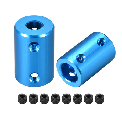 Harfington Uxcell Shaft Coupling 6.35mm to 10mm Bore L25xD16 Robot Motor Wheel Rigid Coupler Connector Blue 2 PCS