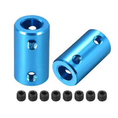 Harfington Uxcell Shaft Coupling 8mm to 8mm L25xD14 Rigid Stepper Motor Wheel Coupler Connect Blue 2 PCS