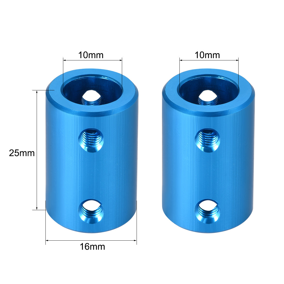 uxcell Uxcell 2Stk.10mm bis 10mm Bohrung starre Kupplungsschraube L25XD16 Aluminiumlegierung Wellenkupplungsverbinder Motorzubehör Blau