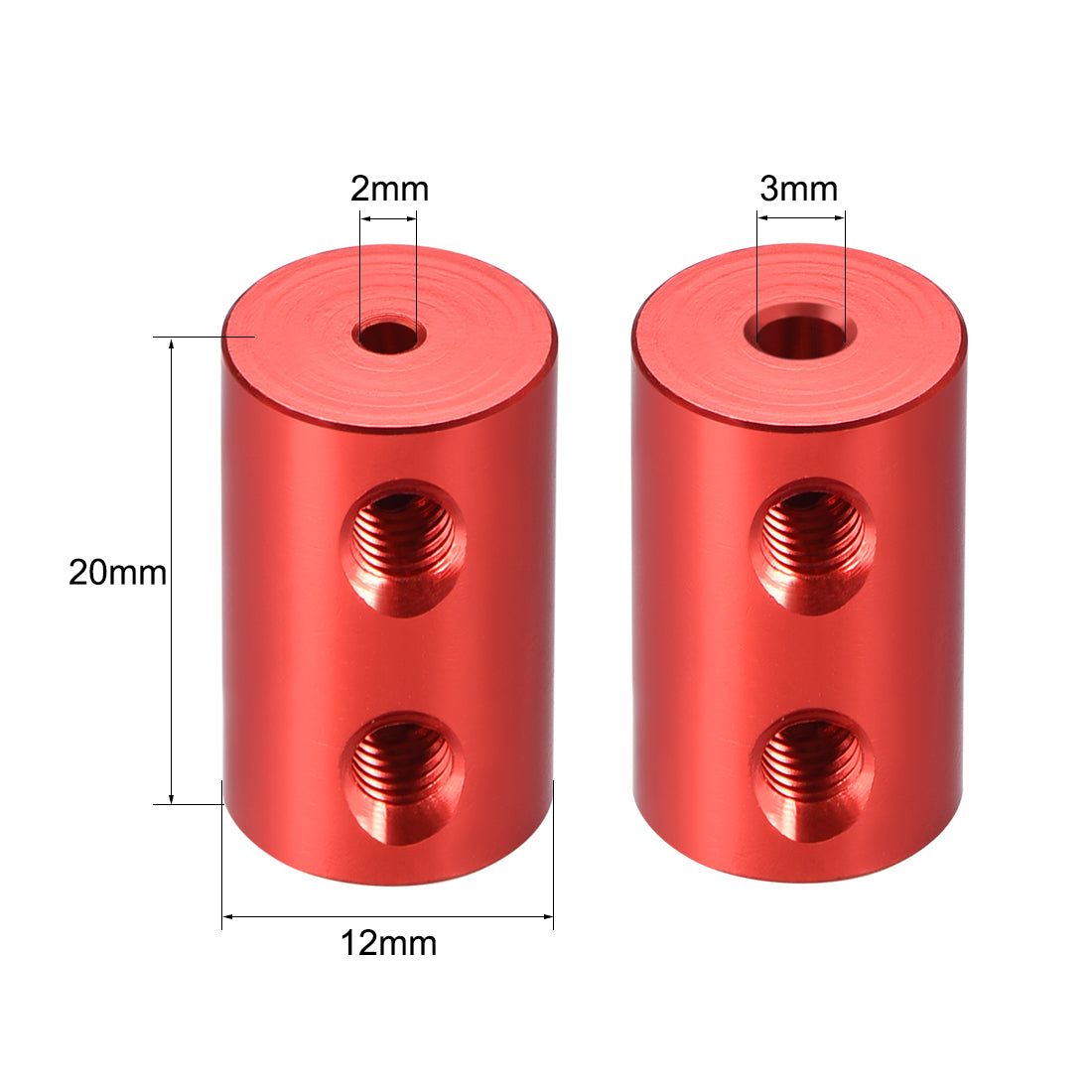 uxcell Uxcell Shaft Coupling 2mm to 3mm Bore L20xD12 Robot Motor Wheel Rigid Coupler Connector Red