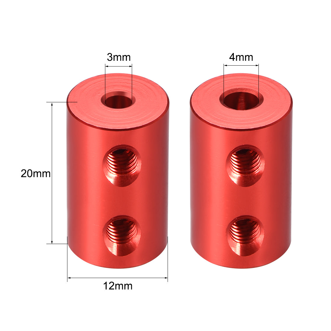 uxcell Uxcell Shaft Coupling 3mm to 4mm Bore L20xD12 Robot Motor Wheel Rigid Coupler Red