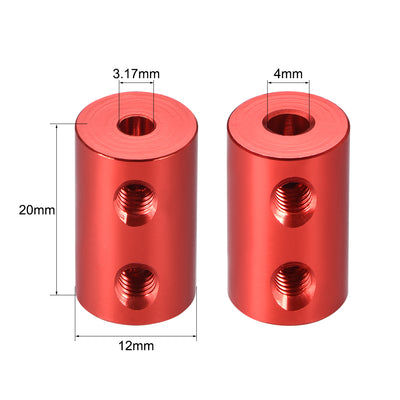 Harfington Uxcell Shaft Coupling 3.17mm to 4mm Bore L20xD12 Robot Motor Wheel Rigid Coupler Red