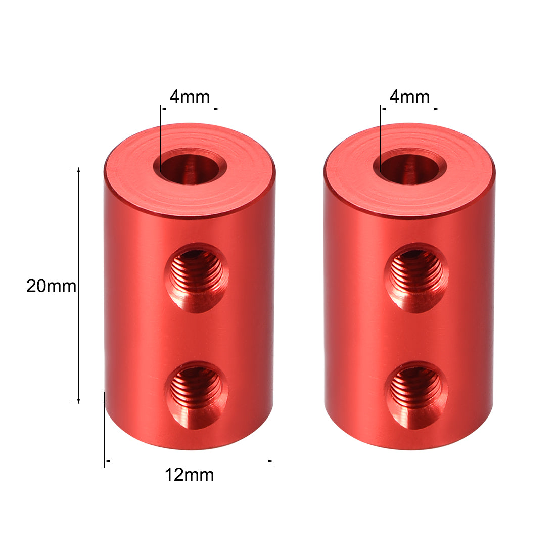 uxcell Uxcell 4mm bis 4mm Bohrung Starre Kupplungsschraube L20XD12 Aluminiumlegierung Wellenkupplungsverbinder Motorzubehör Rot