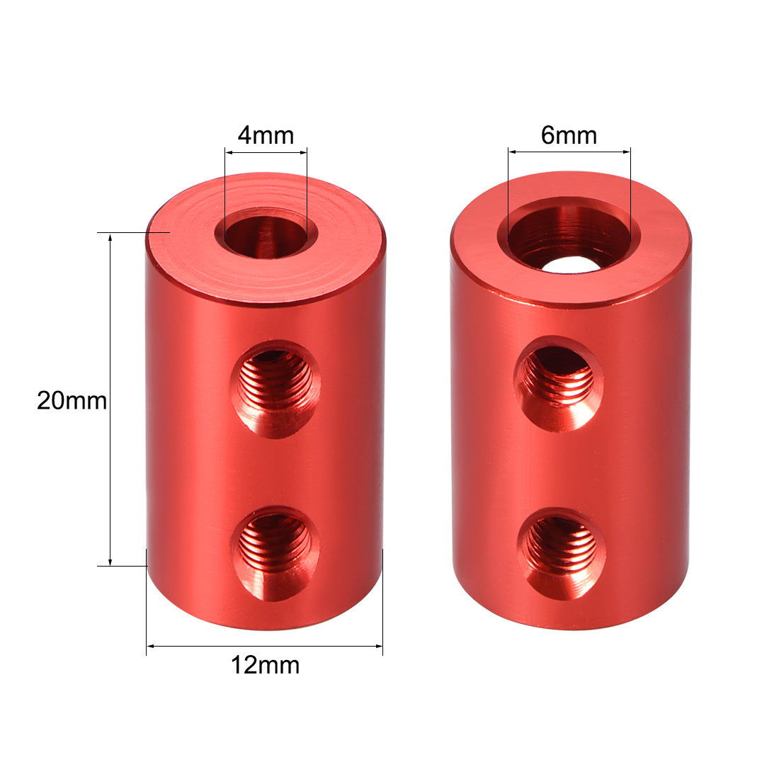 uxcell Uxcell Starre Kupplungsschraube mit 4 mm bis 6 mm Bohrung L20XD12 Aluminiumlegierung Wellenkupplungsverbinder Motorzubehör Rot