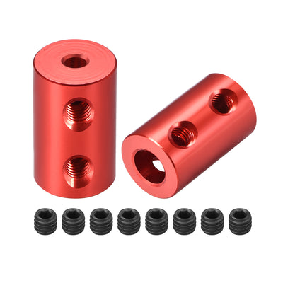 Harfington Uxcell Shaft Coupling 3mm to 6mm Bore L20xD12 Robot Motor Wheel Rigid Coupler Connector Red 2 Pcs