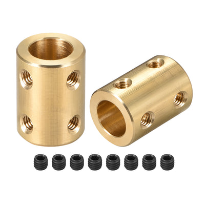 Harfington Uxcell Shaft Coupling 6mm to 10mm Bore L22xD16 Robot Motor Wheel Rigid Coupler Connector Gold Tone 2 Pcs