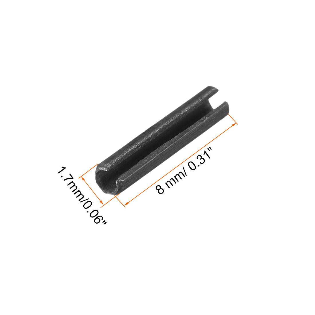 uxcell Uxcell 1.7mm x 8mm Dowel Pin Carbon Steel Split Spring Roll Shelf Support Pin Fasten Hardware Black 20 Pcs