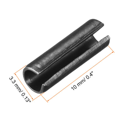 Harfington Uxcell 3.3mm x 10mm Dowel Pin Carbon Steel Split Spring Roll Shelf Support Pin Fasten Hardware Black 30 Pcs
