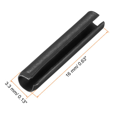 Harfington Uxcell 3.3mm x 16mm Dowel Pin Carbon Steel Split Spring Roll Shelf Support Pin Fasten Hardware Black 30 Pcs