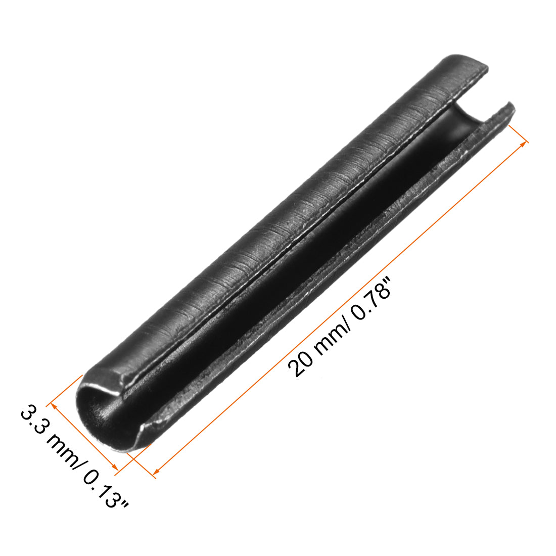 uxcell Uxcell 3.3mm x 20mm Dowel Pin Carbon Steel Split Spring Roll Shelf Support Pin Fasten Hardware Black 20 Pcs