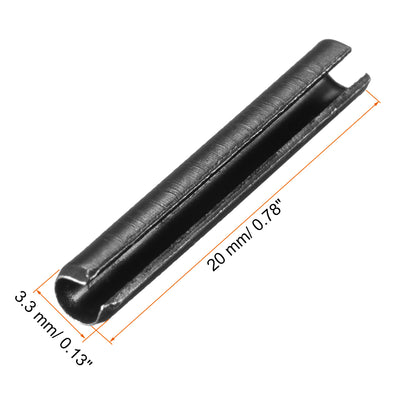 Harfington Uxcell 3.3mm x 20mm Dowel Pin Carbon Steel Split Spring Roll Shelf Support Pin Fasten Hardware Black 20 Pcs
