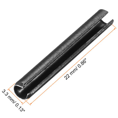 Harfington Uxcell 3.3mm x 22mm Dowel Pin Carbon Steel Split Spring Roll Shelf Support Pin Fasten Hardware Black 20 Pcs