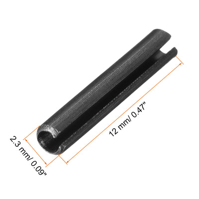 Harfington Uxcell 2.3mm x 12mm Dowel Pin Carbon Steel Split Spring Roll Shelf Support Pin Fasten Hardware Black 30 Pcs