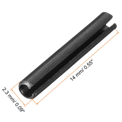 Harfington Uxcell 2.3mm x 14mm Dowel Pin Carbon Steel Split Spring Roll Shelf Support Pin Fasten Hardware Black 30 Pcs