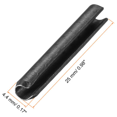 Harfington Uxcell 4.4mm x 25mm Dowel Pin Carbon Steel Split Spring Roll Shelf Support Pin Fasten Hardware Black 20 Pcs