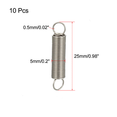 Harfington Uxcell Extended Tension Spring Wire Diameter 0.02", OD 0.2", Free Length 0.98" 10pcs