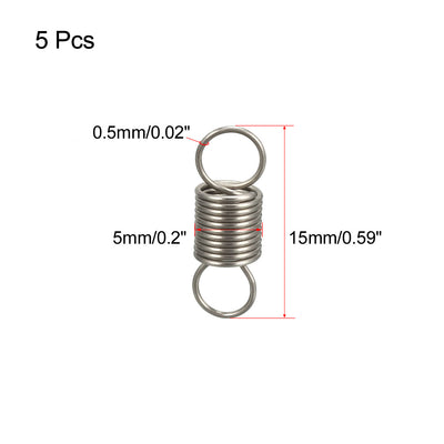 Harfington Uxcell Extended Tension Spring Wire Diameter 0.02", OD 0.2", Free Length 0.59" 5pcs