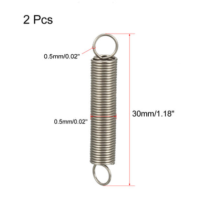 Harfington Uxcell Extended Tension Spring Wire Diameter 0.02", OD 0.2", Free Length 1.18" 2pcs