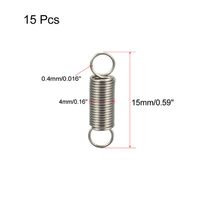 Harfington Uxcell Extended Tension Spring Wire Diameter 0.016", OD 0.16", Free Length 0.59" 15pcs