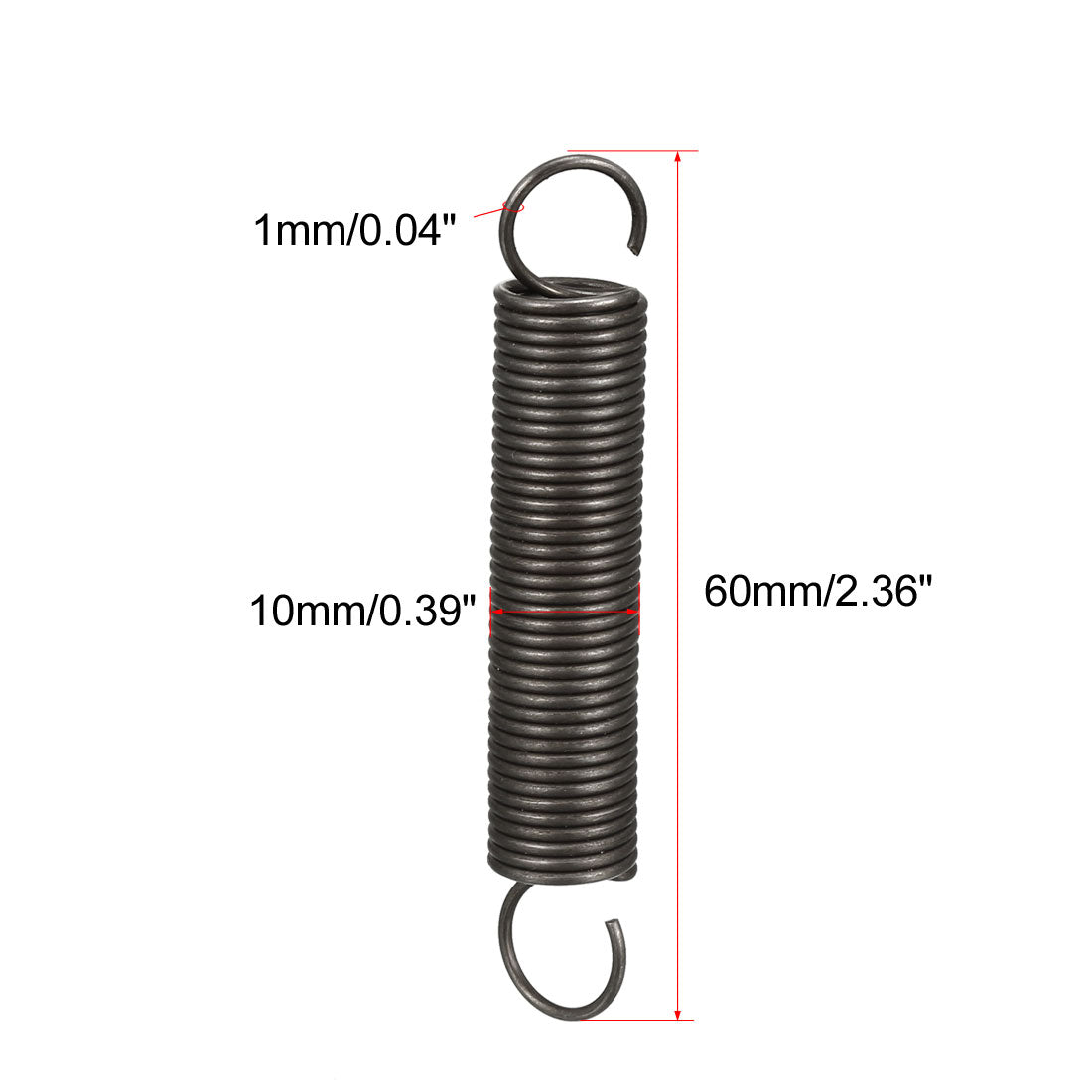 Uxcell Uxcell Extended Tension Spring Wire Diameter 0.098", OD 0.71", Free Length 2.76"