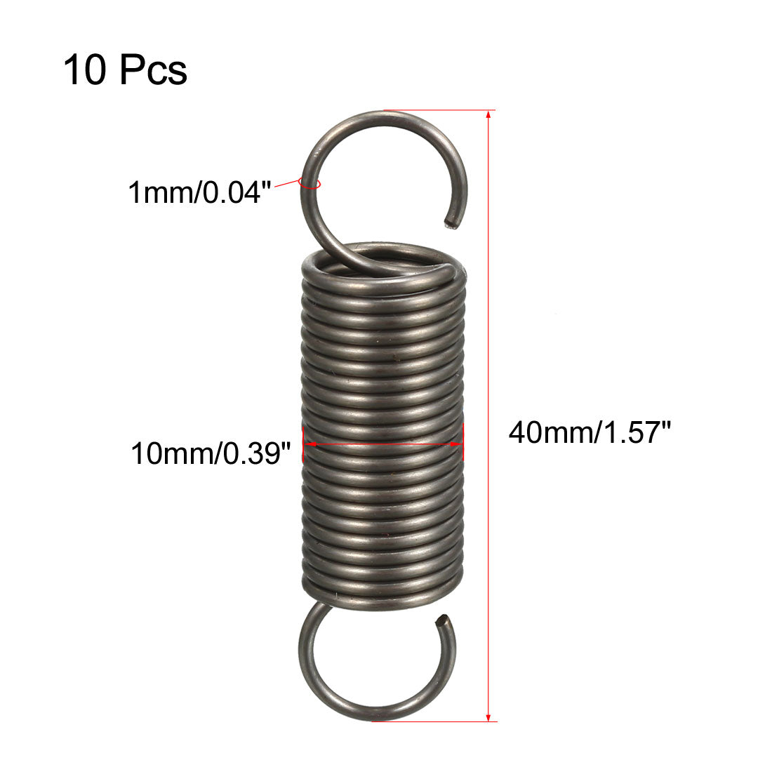 uxcell Uxcell Extended Tension Spring Wire Diameter 0.04", OD 0.39", Free Length 1.57" 10pcs