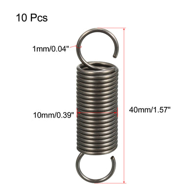 Harfington Uxcell Extended Tension Spring Wire Diameter 0.04", OD 0.39", Free Length 1.57" 10pcs