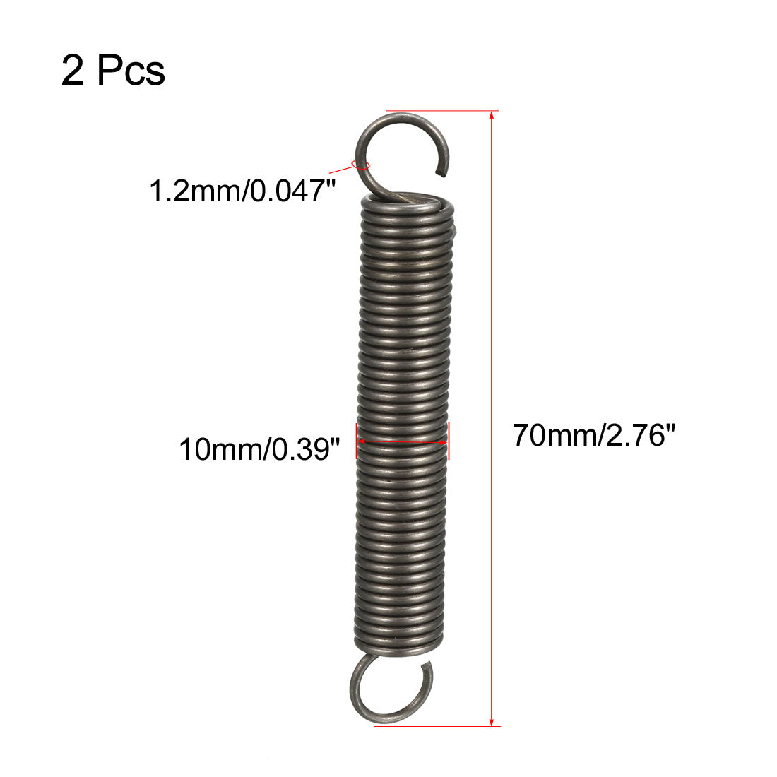 Uxcell Uxcell Extended Tension Spring Wire Diameter 0.098", OD 0.79", Free Length 2.36" 2pcs