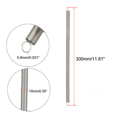 Harfington Uxcell Extended Tension Spring Wire Diameter 0.031", OD 0.39", Free Length 11.81"