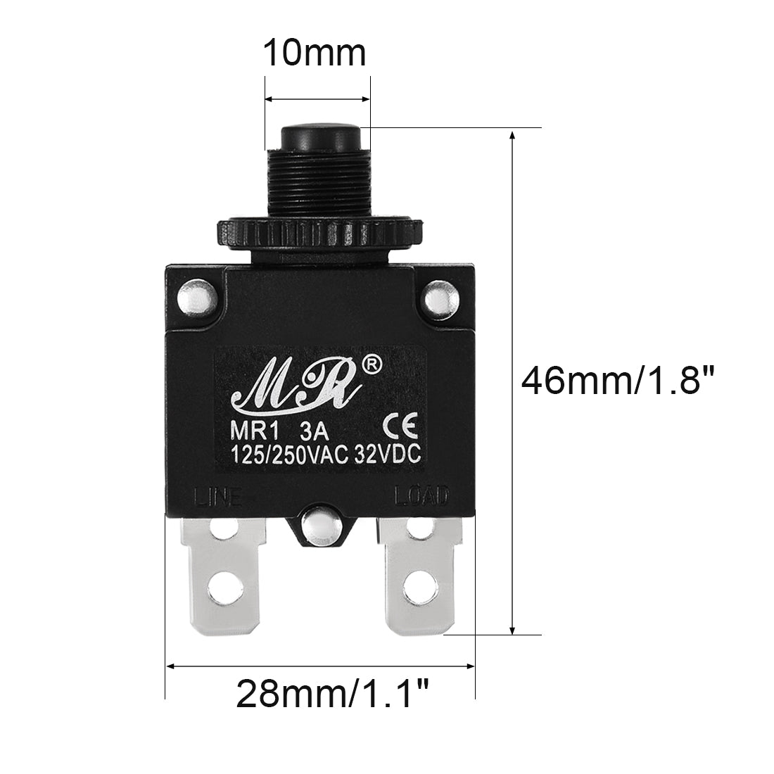 uxcell Uxcell 5Pcs Thermal Overload Protector AC 125/250V 32VDC 3A Push Button Reset Circuit Breaker