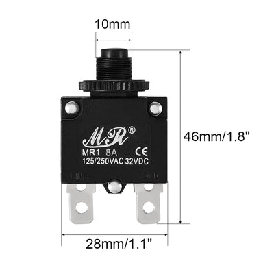 Harfington Uxcell 5stk. Überlasten Beschützer Druckknopf Reset Leistung Schalter AC 125/250V 8A