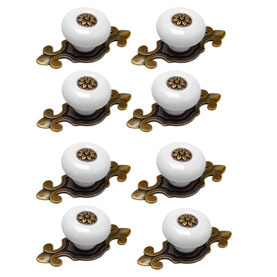 Harfington Uxcell Ceramic Vintage Knobs Drawer Pull Handle Cupboard Wardrobe Dresser 8pcs White