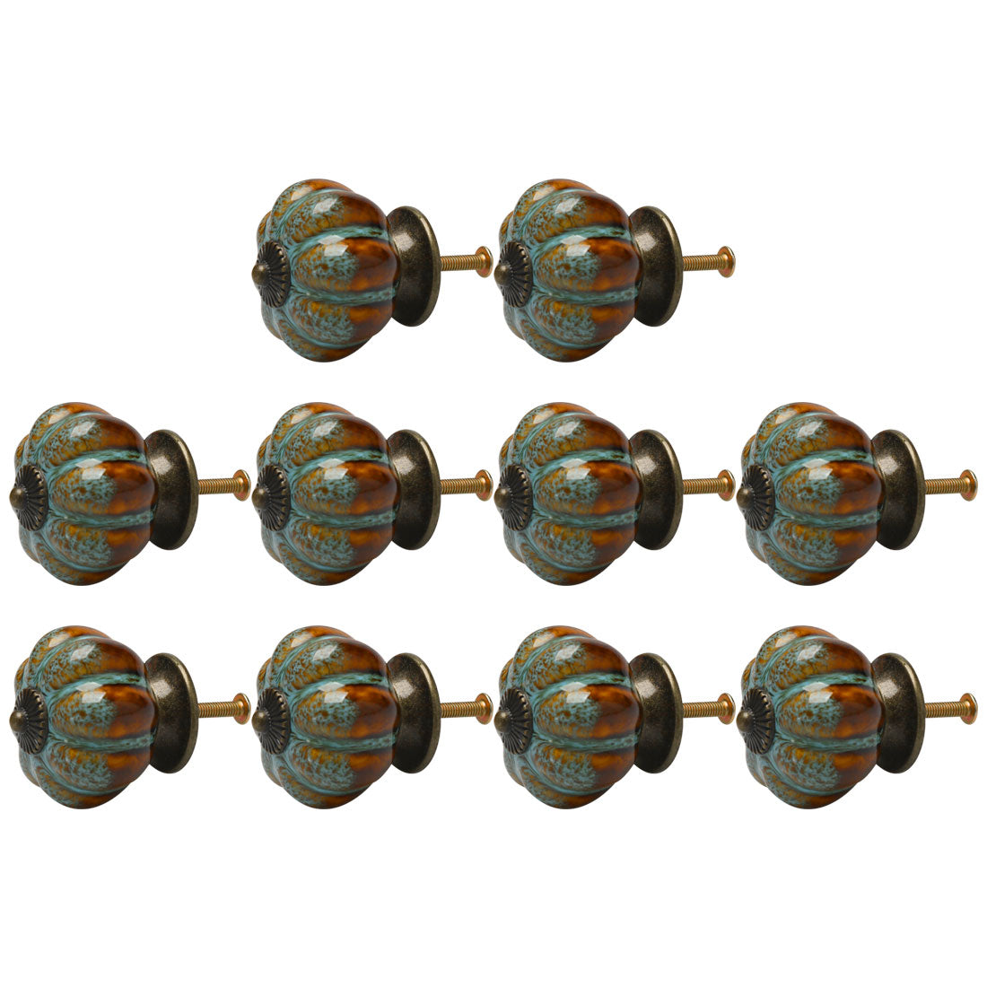 uxcell Uxcell Ceramic Vintage Knob Drawer Pumpkin Handle Cupboard Wardrobe Dresser 10pcs #5