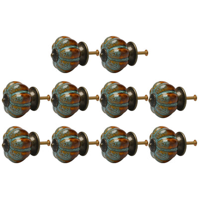 Harfington Uxcell Ceramic Vintage Knob Drawer Pumpkin Handle Cupboard Wardrobe Dresser 10pcs #5