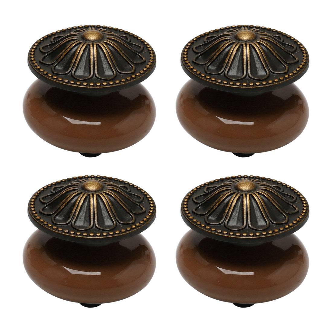 uxcell Uxcell Ceramic Knobs Vintage Drawer Handle Cupboard Wardrobe Accessories 4pcs Brown