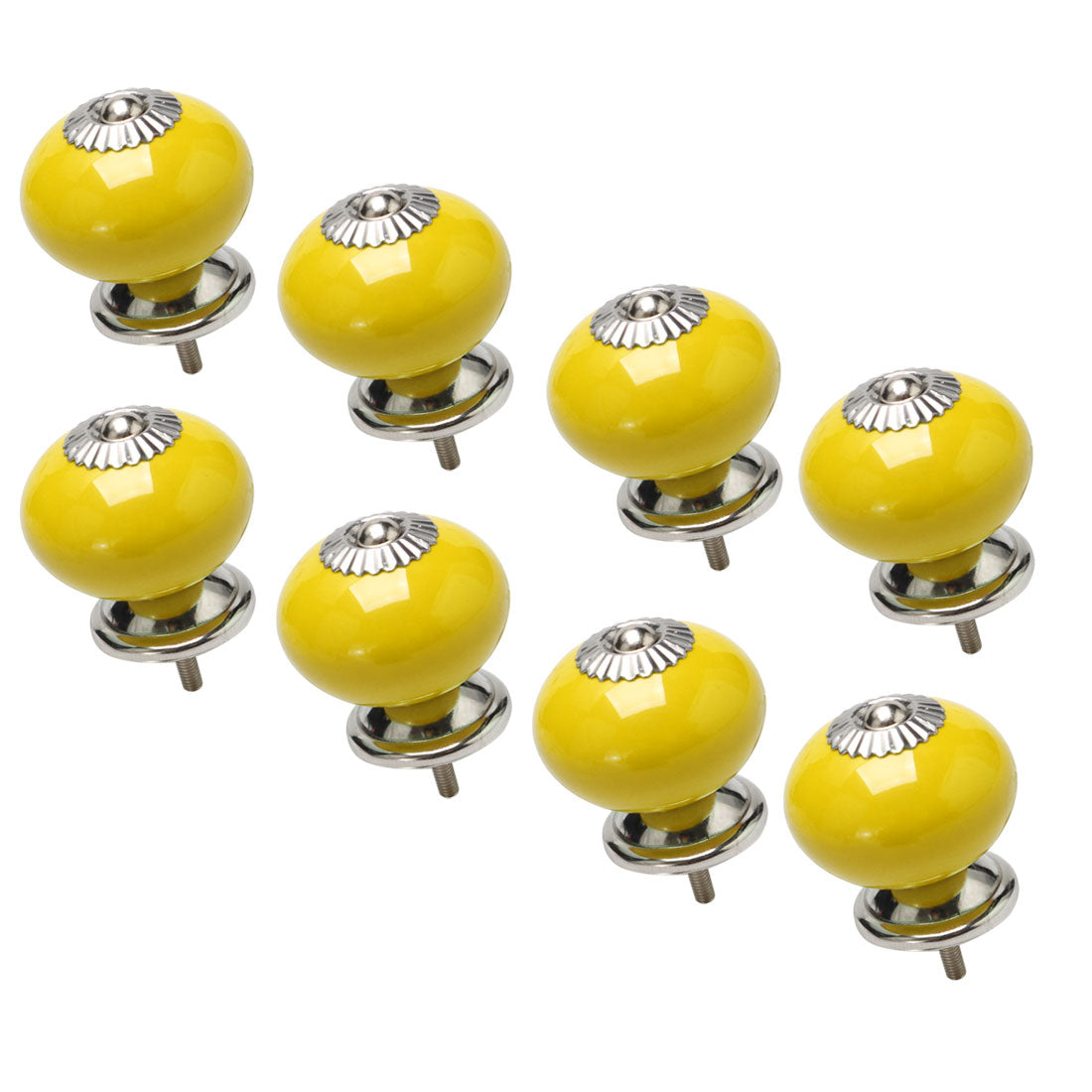 uxcell Uxcell Ceramic Vintage Knobs Drawer Round Pull Handle Wardrobe Dresser 8pcs Yellow