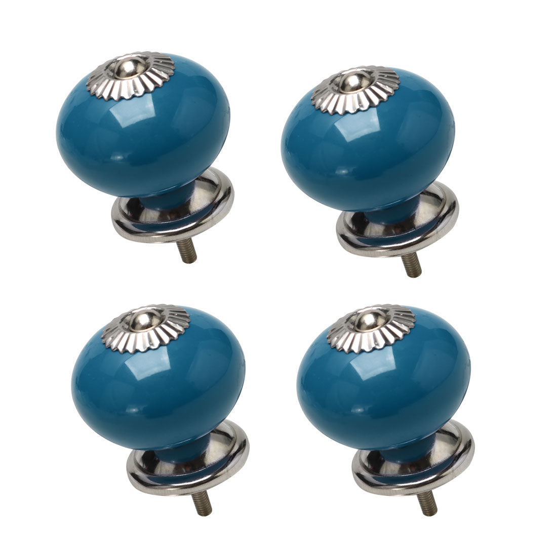 uxcell Uxcell Ceramic Vintage Knob Drawer Round Handle Cupboard Wardrobe Dresser 4pcs Blue