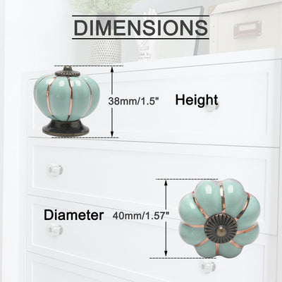 Harfington Uxcell Ceramic Vintage Knob Drawer Pumpkin Handle Cupboard Wardrobe 4pcs Light Blue