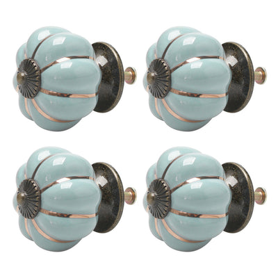 Harfington Uxcell Ceramic Vintage Knob Drawer Pumpkin Handle Cupboard Wardrobe 4pcs Light Blue