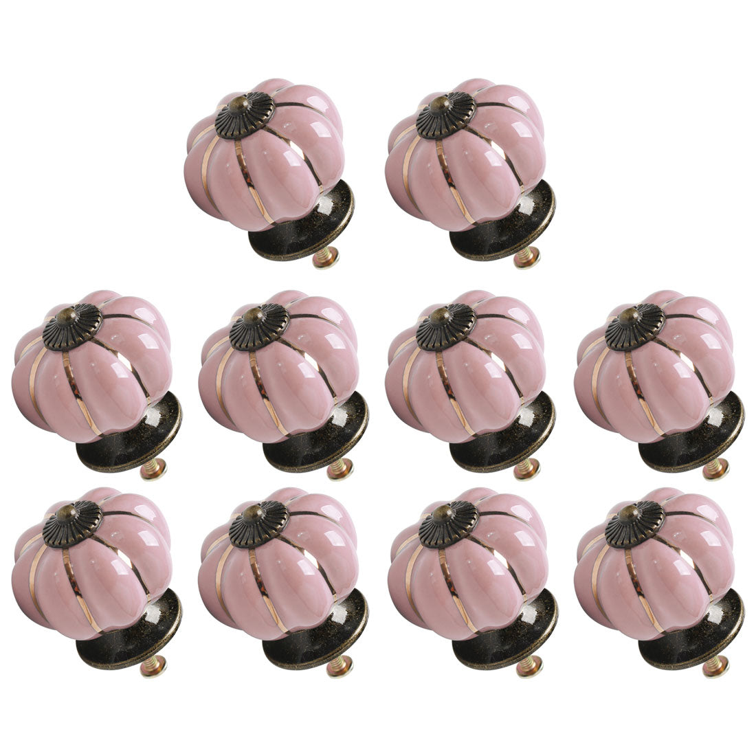 uxcell Uxcell Ceramic Vintage Knob Drawer Dresser Pumpkin Handle Cupboard Wardrobe 10pcs Pink