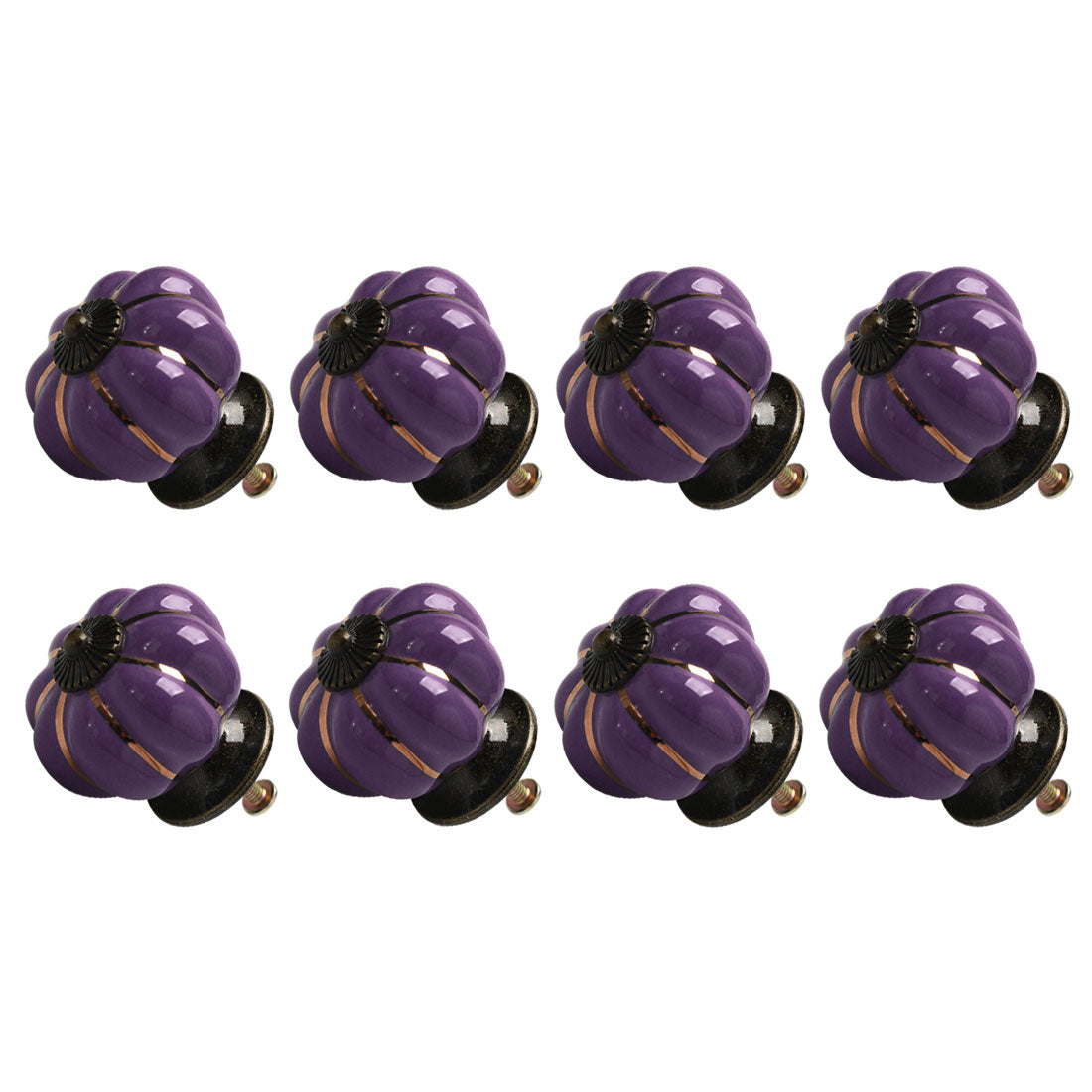 uxcell Uxcell Ceramic Vintage Knob Dresser Pumpkin Pull Handle Cupboard Wardrobe 8pcs Purple