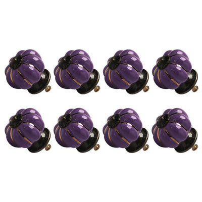 Harfington Uxcell Ceramic Vintage Knob Dresser Pumpkin Pull Handle Cupboard Wardrobe 8pcs Purple