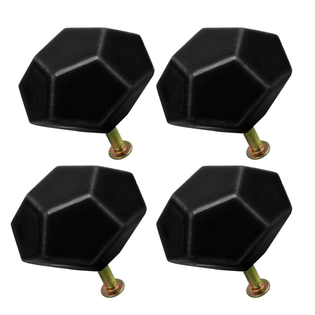 uxcell Uxcell Ceramic Vintage Knob Geometry Drawer Pull Handle Cupboard Wardrobe 4pcs Black